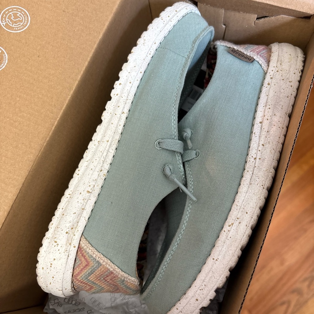 Hey Dude Green Loafers Slip-Ons with Textured Sole